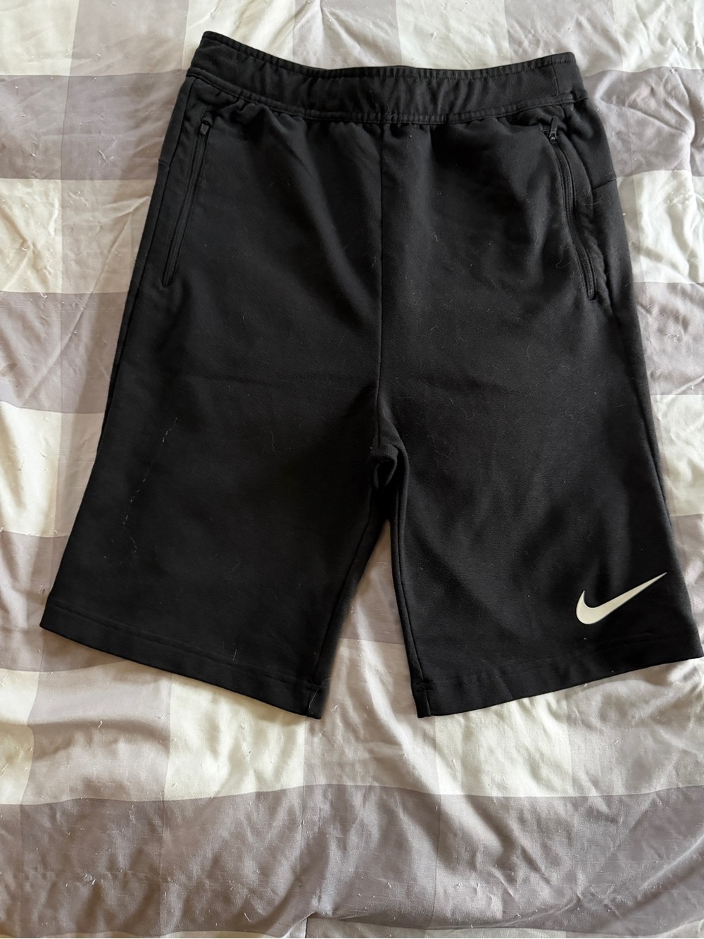 Nike Black Kids Athletic Shorts with White Swoosh